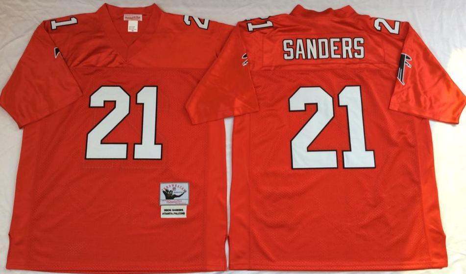 Men NFL Atlanta Falcons 21 Sanders red Mitchell Ness jerseys